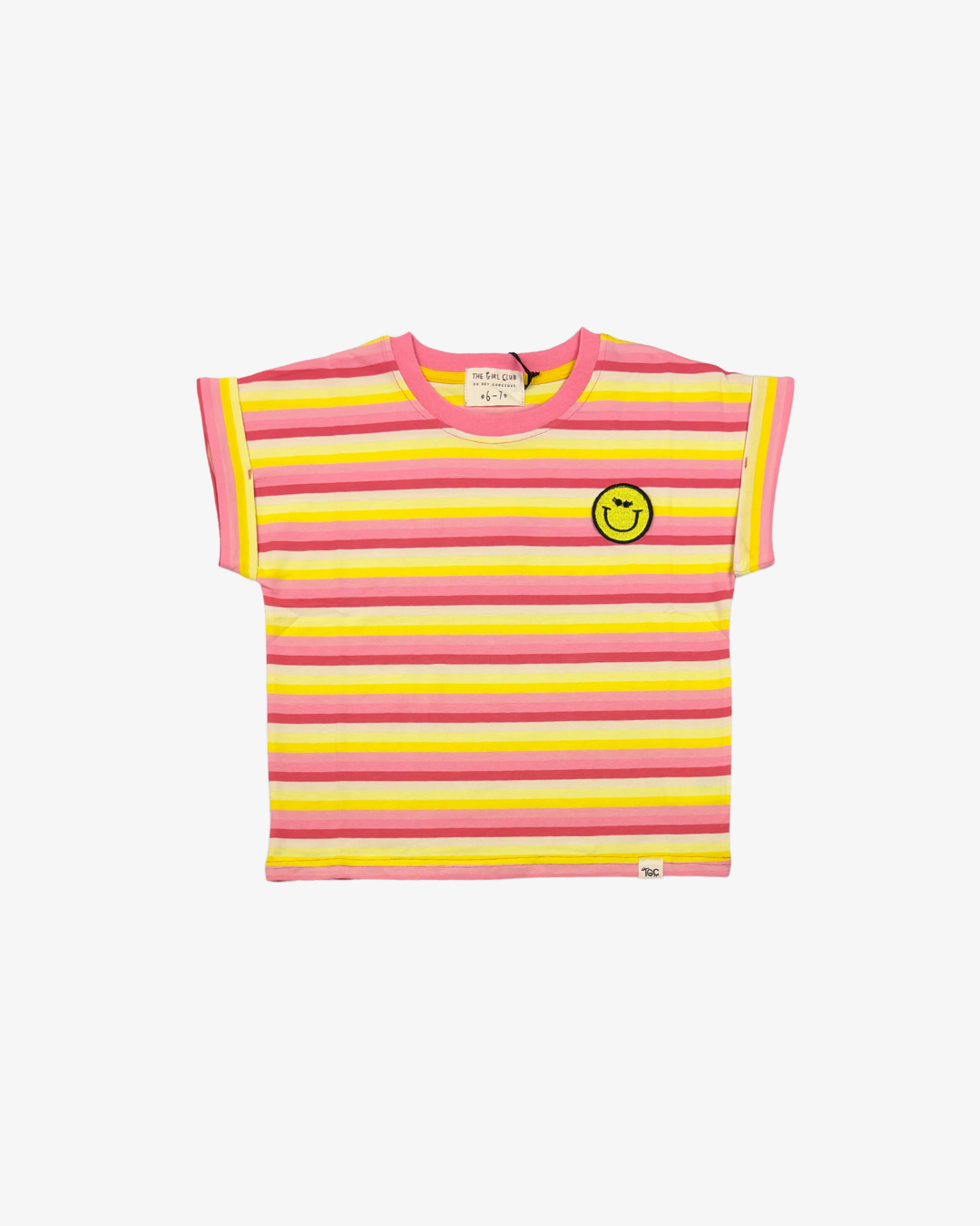 THE GIRL CLUB | Coral Smiley Striped Top