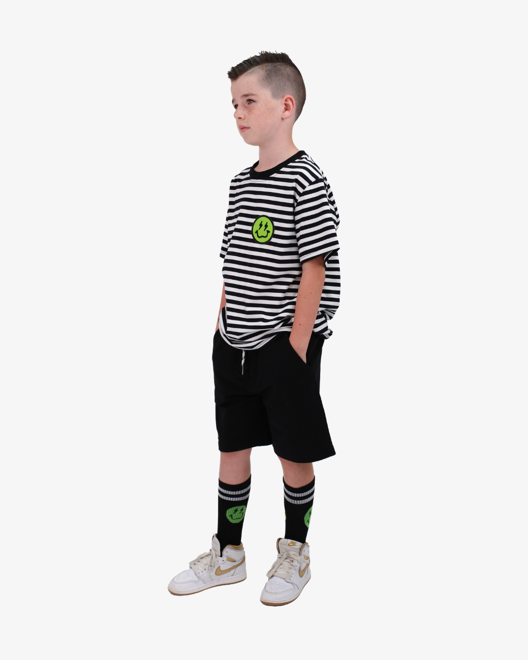 BAND OF BOYS | Black Striped Smiley Tee