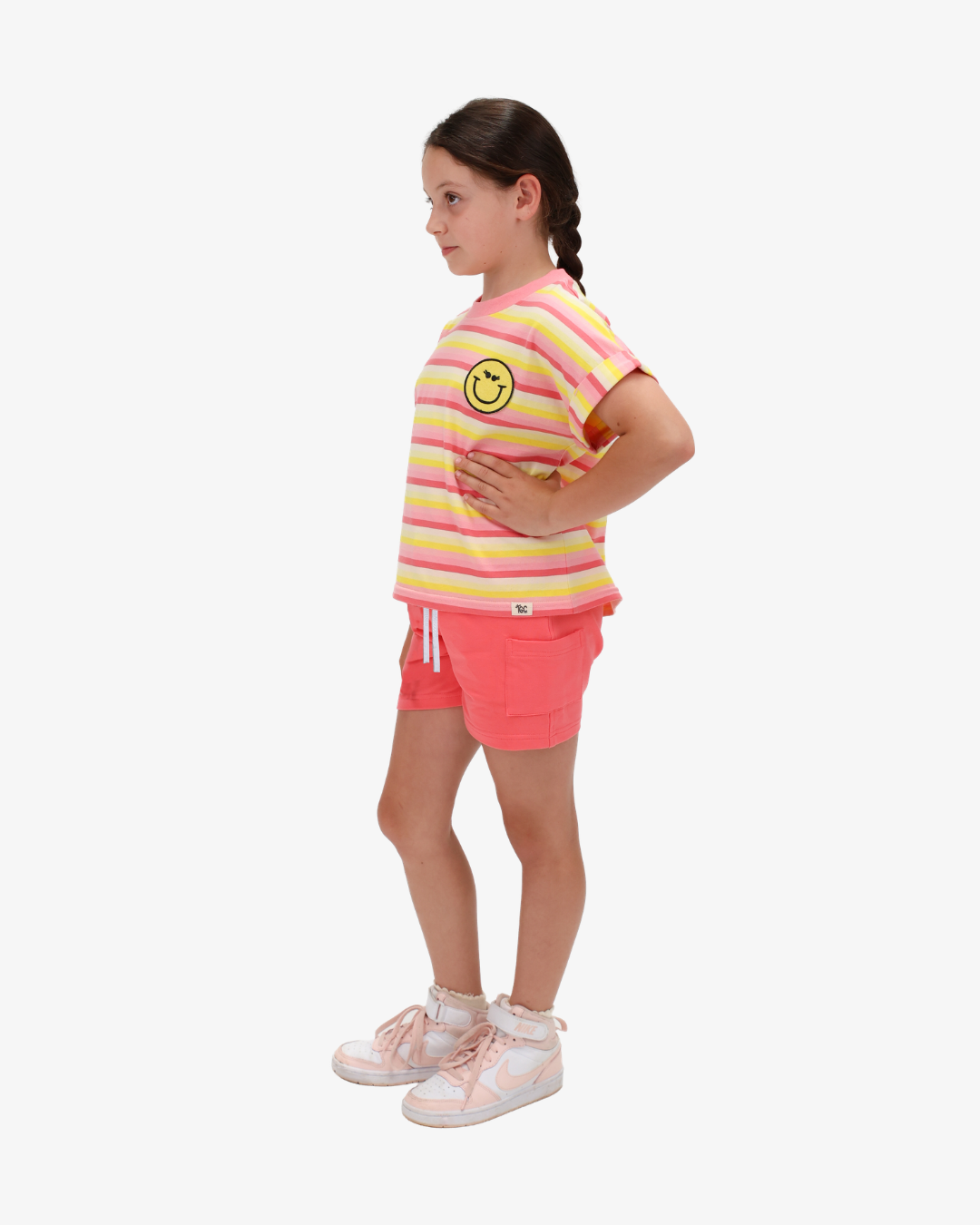 THE GIRL CLUB | Coral Smiley Striped Top