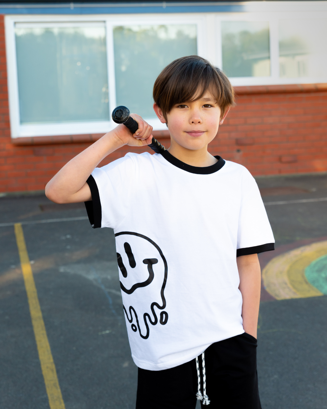 BAND OF BOYS | White Ringer Smiley Tee