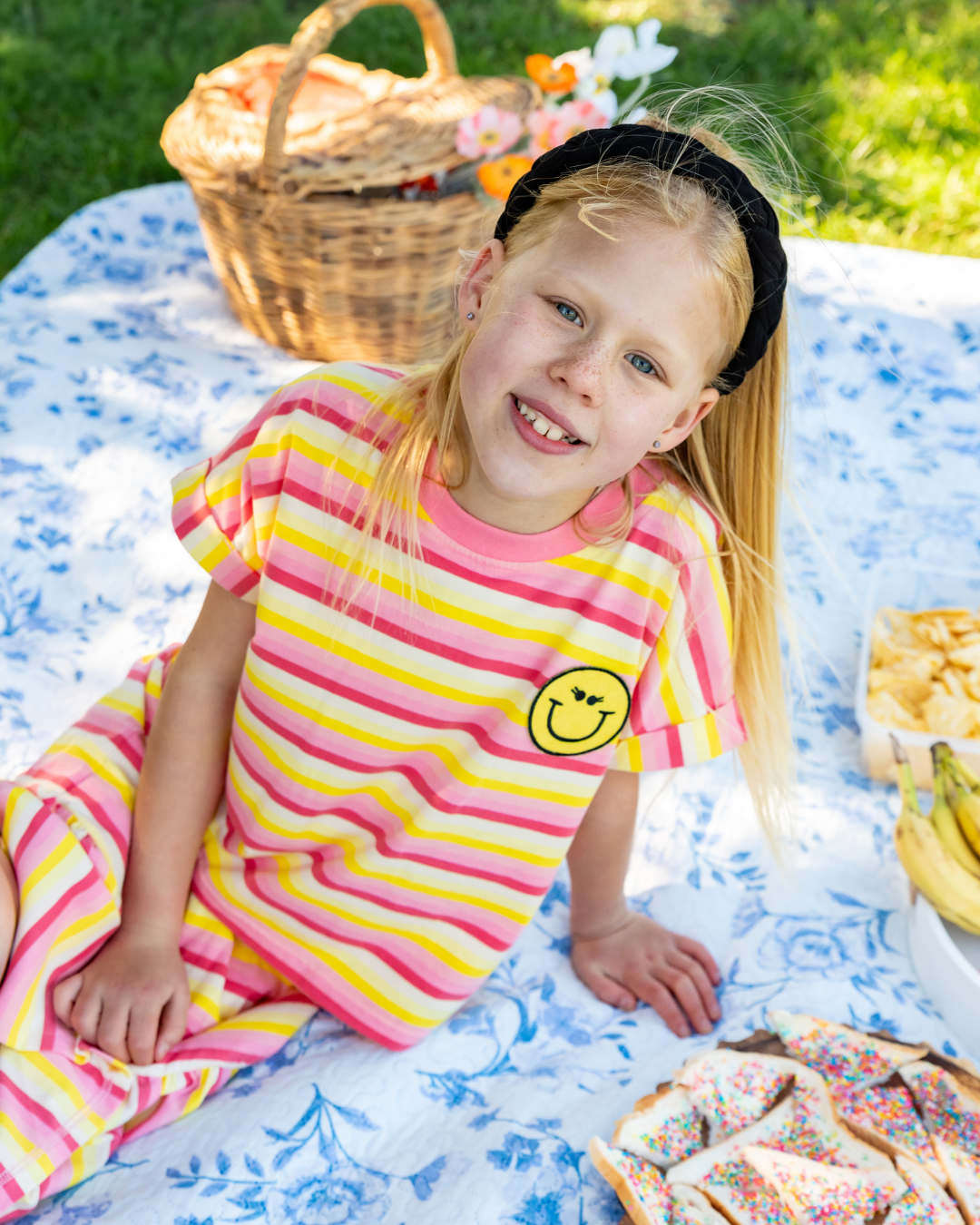 THE GIRL CLUB | Coral Smiley Striped Top