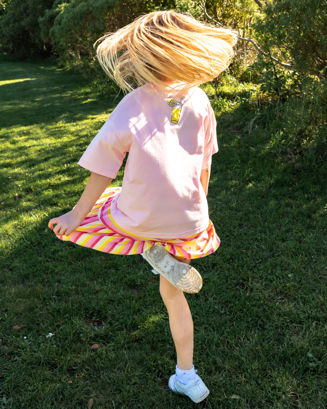 THE GIRL CLUB | Coral Stripe Skort