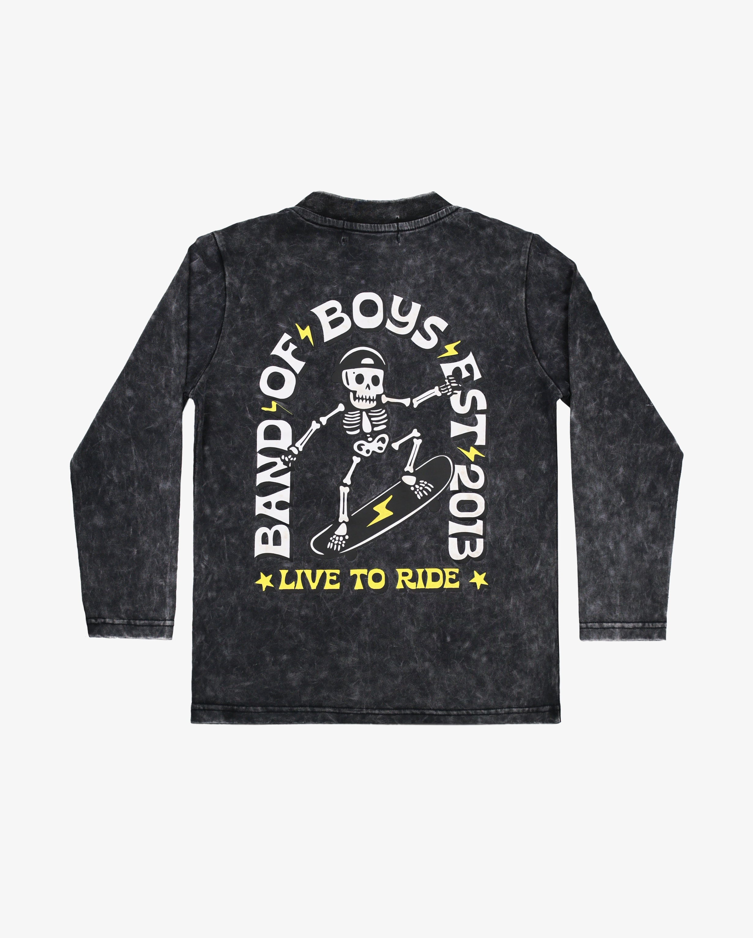 BAND OF BOYS | Black Wash Bones Skate LS Tee