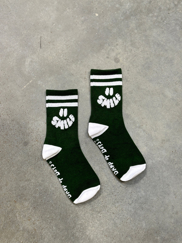 BOB SAMPLE |  Dark Green Smile Socks (OOAK), Size 4-8