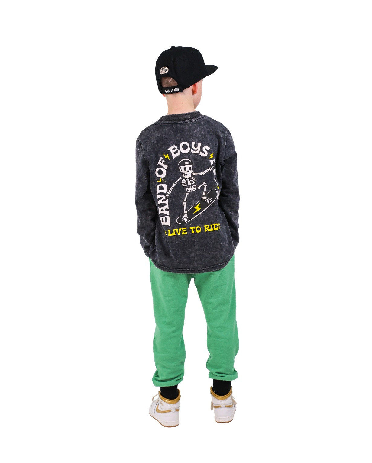 BAND OF BOYS | Black Wash Bones Skate LS Tee