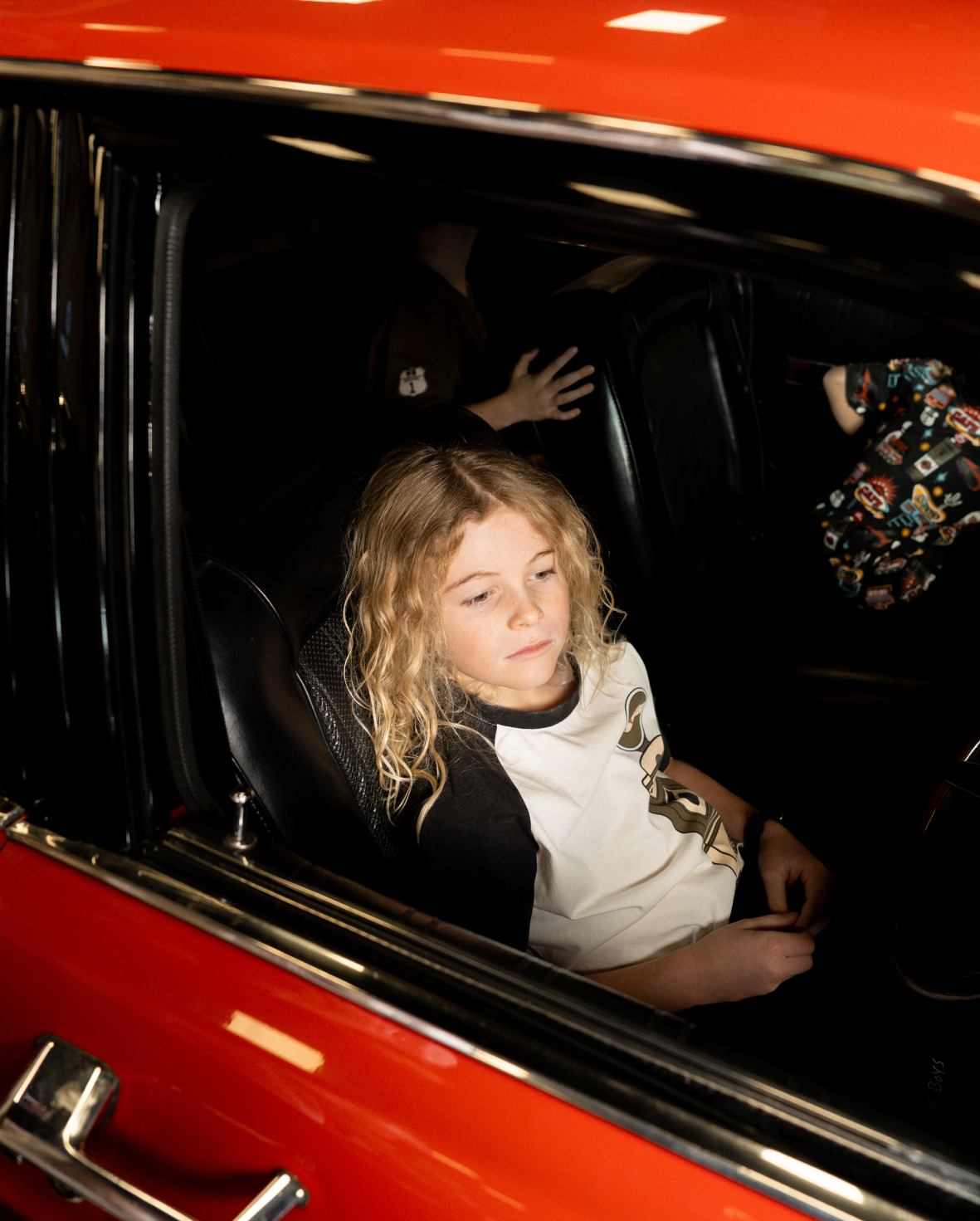 Black and white Band of Boys raglan tee with car and fuel pump graphic