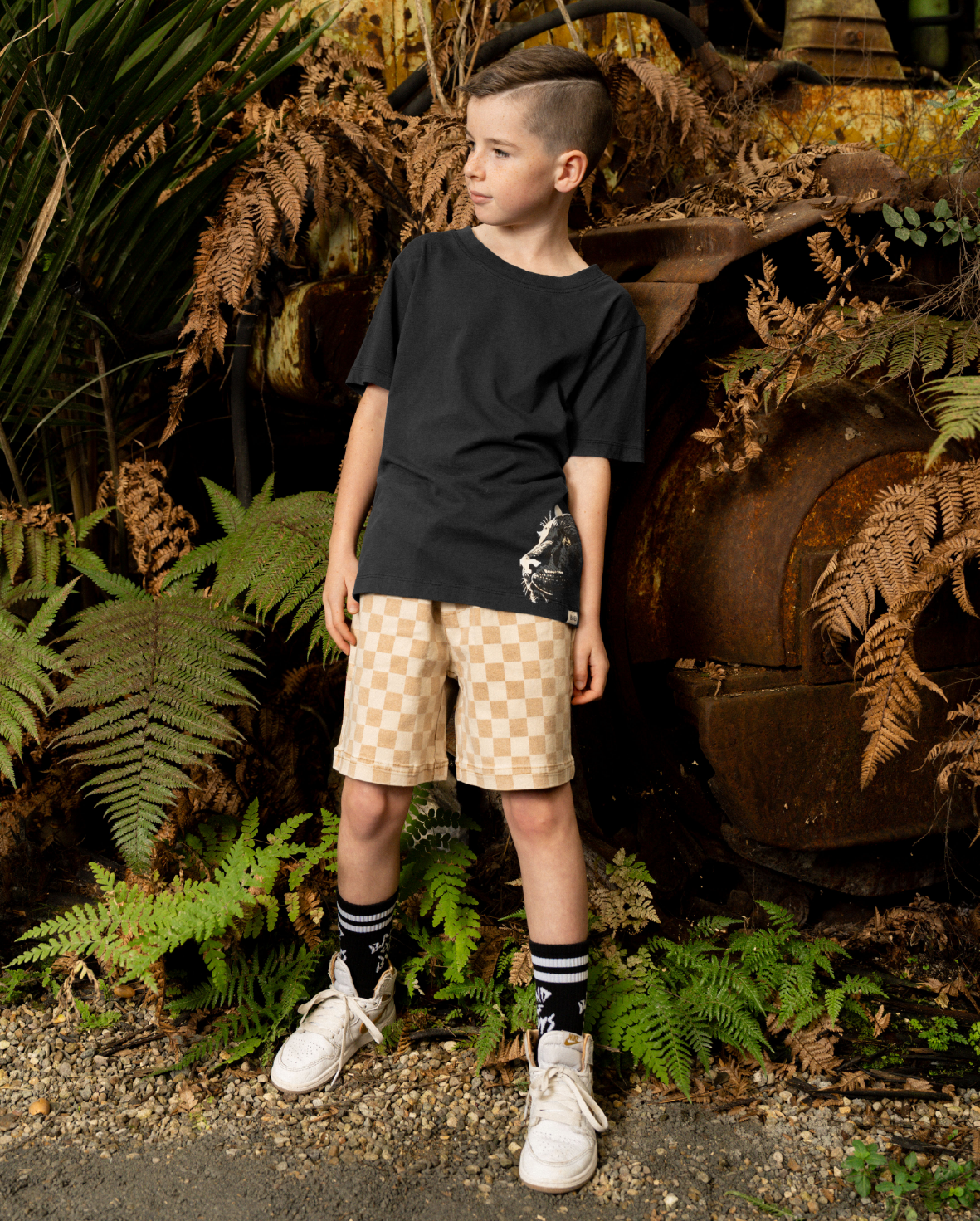 Band of boys latte beige checker shorts
