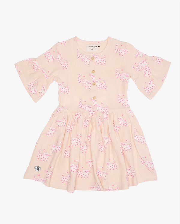TGC SAMPLE | Dress Maddie's Meow Cat On Repeat Flare Sleeve Natural (SAMPLE), Size 10