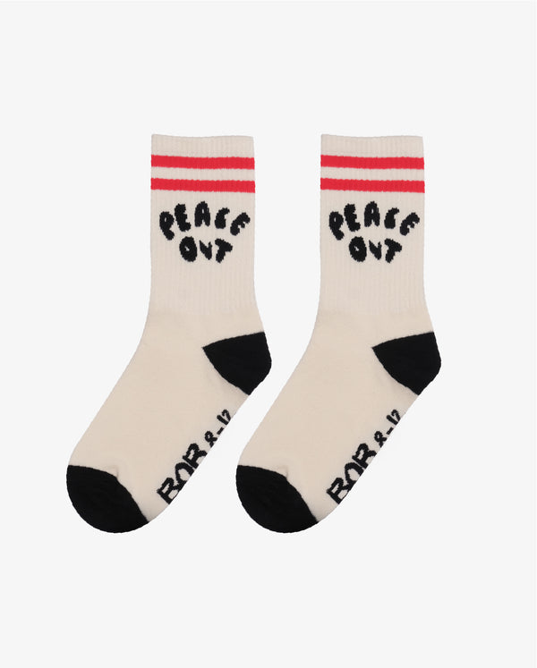 Peace Out Cream Skate Socks