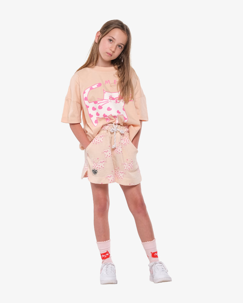 Maddie's Meow Cat On Repeat Shorts - Model Front