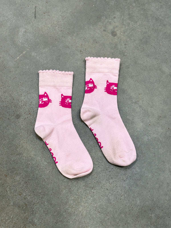 TGC SAMPLE |  Pink Cat Socks (OOAK), Size 4-8