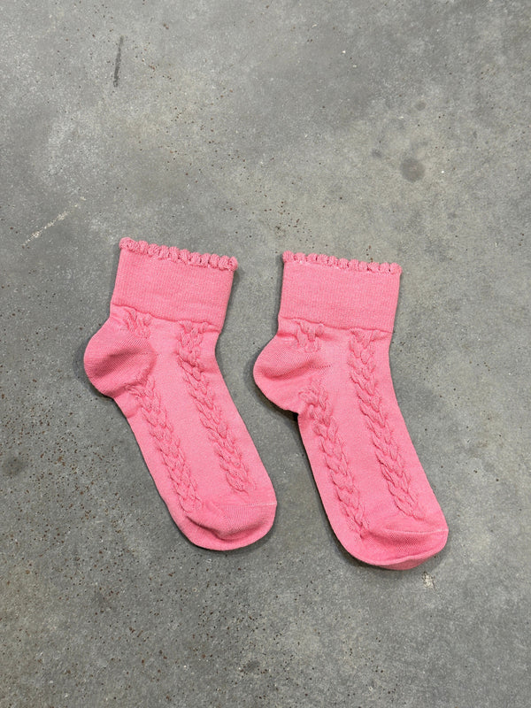 TGC SAMPLE |  Pink Cable Socks (OOAK), Size 4-8