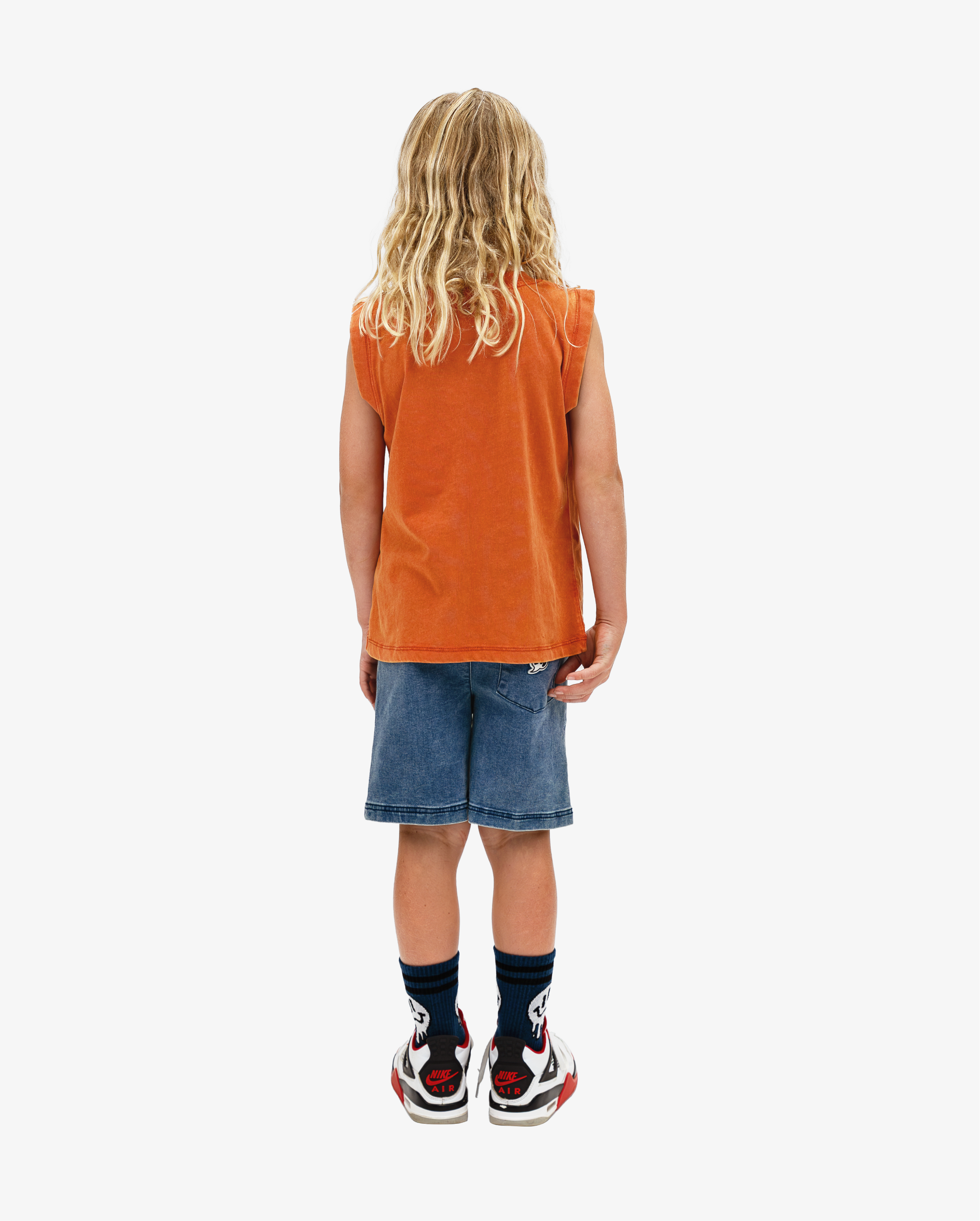 Band of Boys washed orange vintage Good Vibes tank singlet