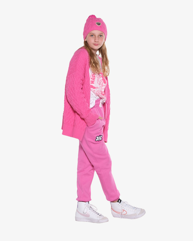 THE GIRL CLUB | Bubblegum Pink Lace Knit Cardigan