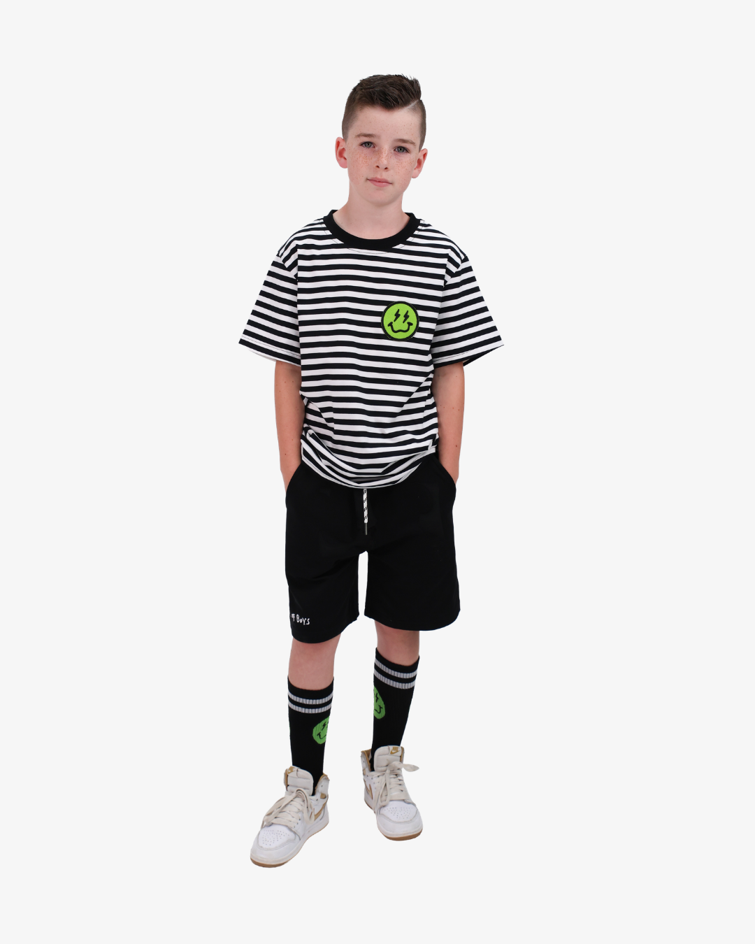 BAND OF BOYS | Black Striped Smiley Tee