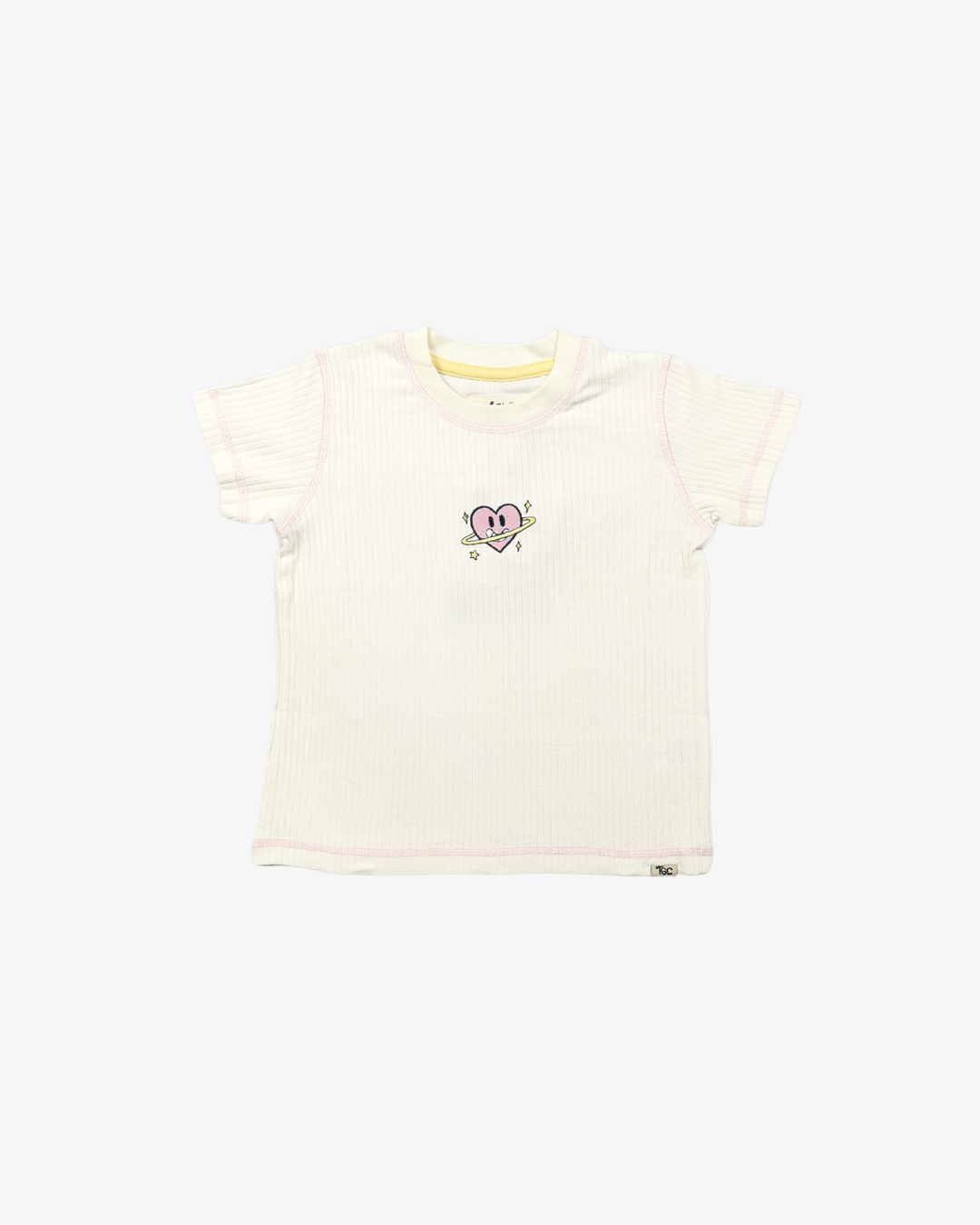 THE GIRL CLUB | White Planet Heart Rib Tee