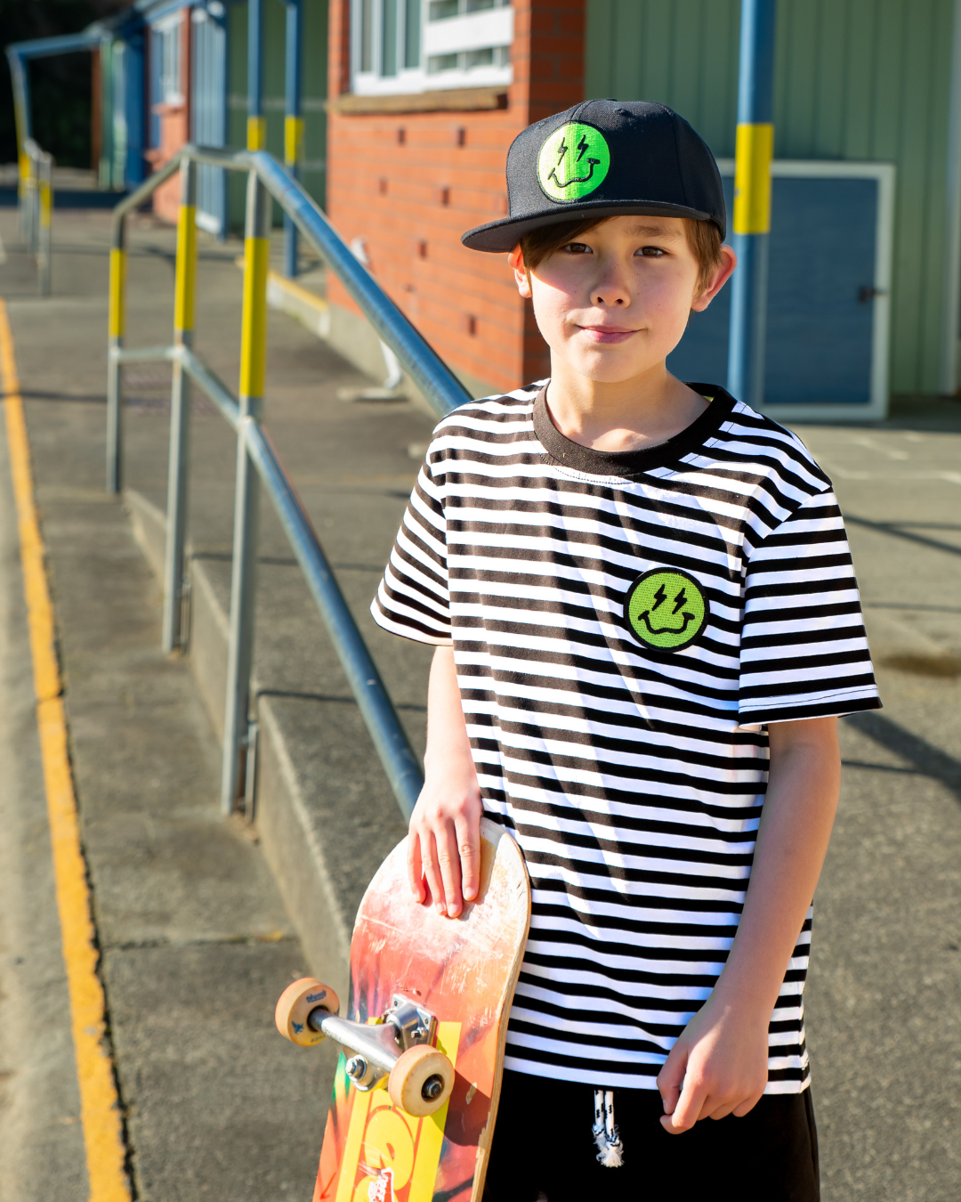 BAND OF BOYS | Black Striped Smiley Tee