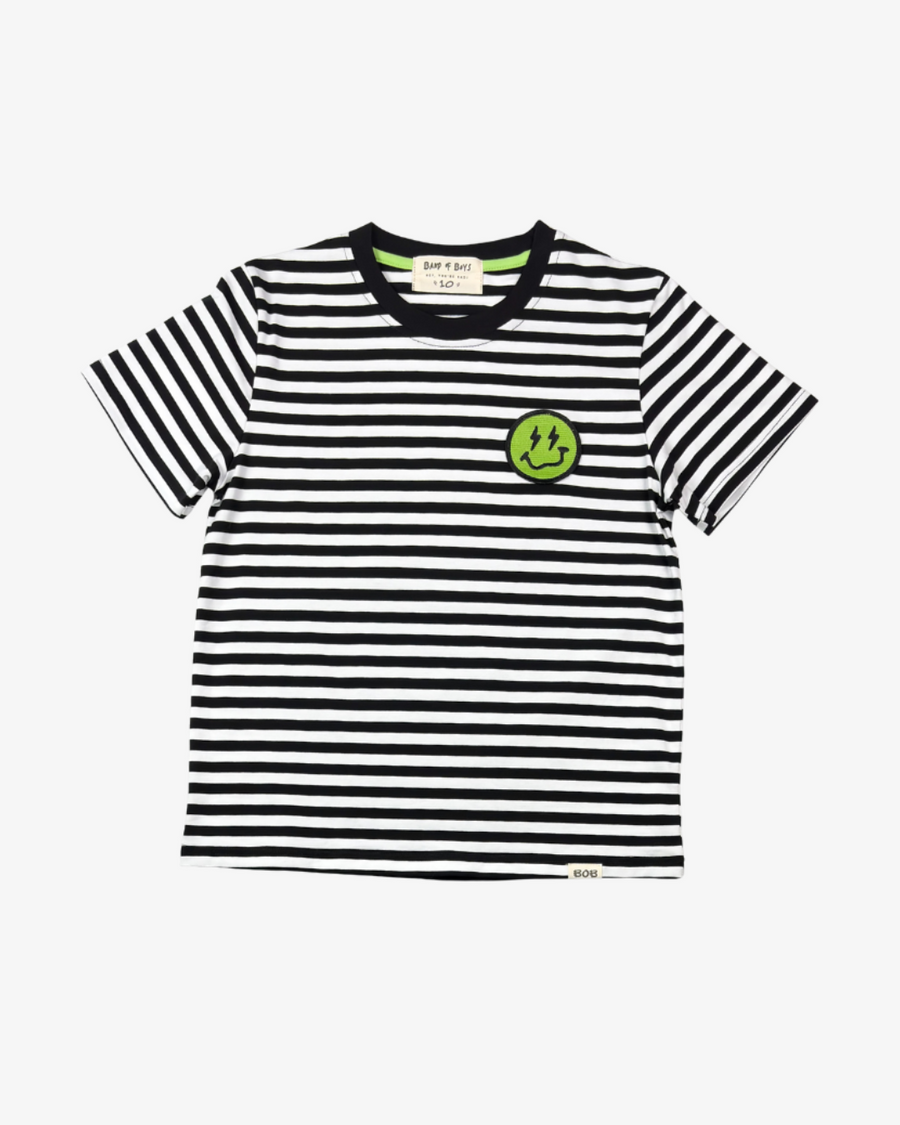 BAND OF BOYS | Black Striped Smiley Tee