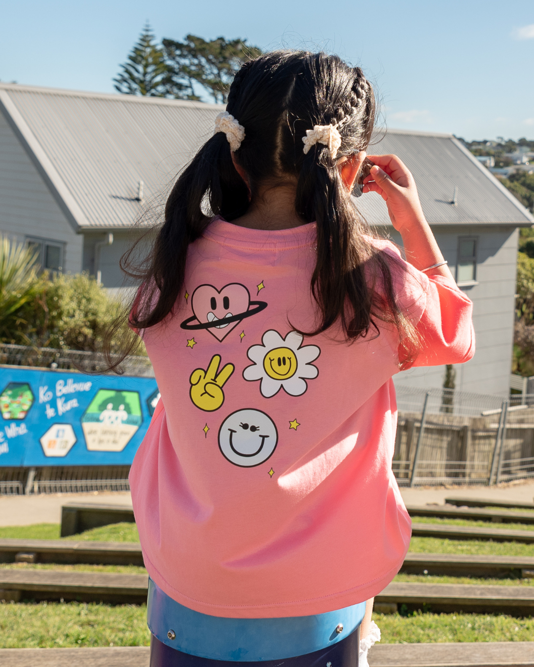 THE GIRL CLUB | Coral Happy Icons Tee
