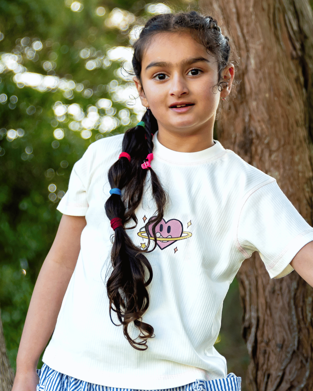 THE GIRL CLUB | White Planet Heart Rib Tee
