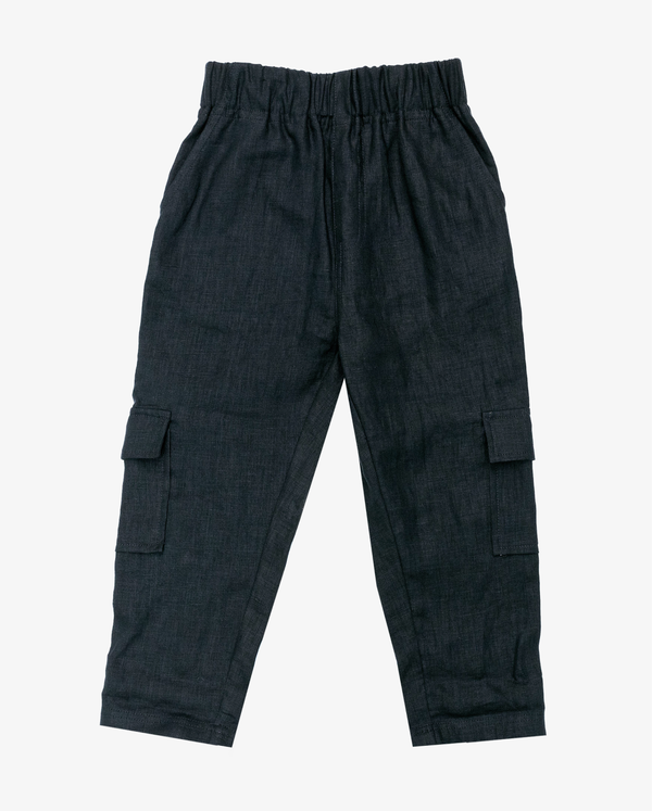 BAND OF BOYS | Black Linen Cargo Pants