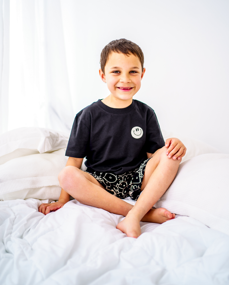 Band of Boys Black pjs with smiley face
