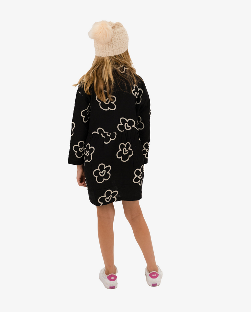 THE GIRL CLUB | Black Flower Heart Shirt Dress