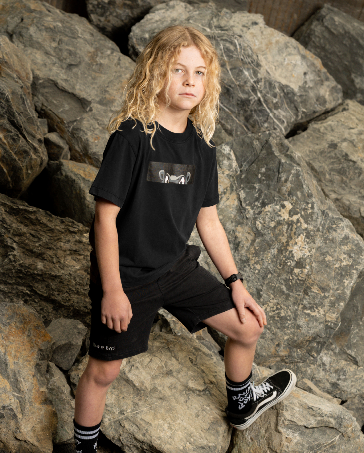 Band of Boys black t shirt with fun hippo graphic