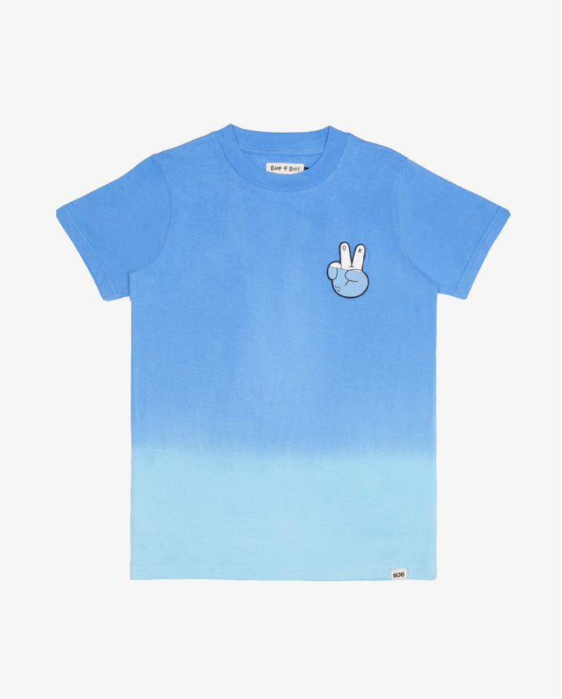 Peace Out Blue Dip-Dye Tee Flatlay - Front