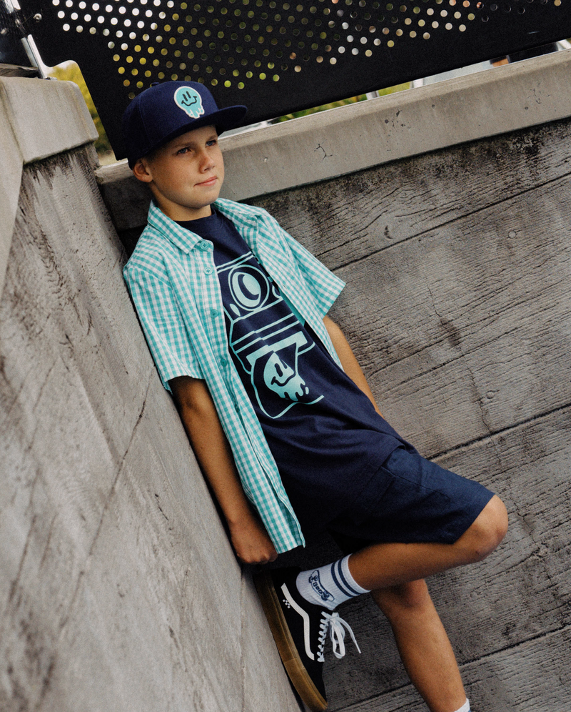 THE COLLECTIBLES | Navy Drippin in Smiles Flat Peak Cap