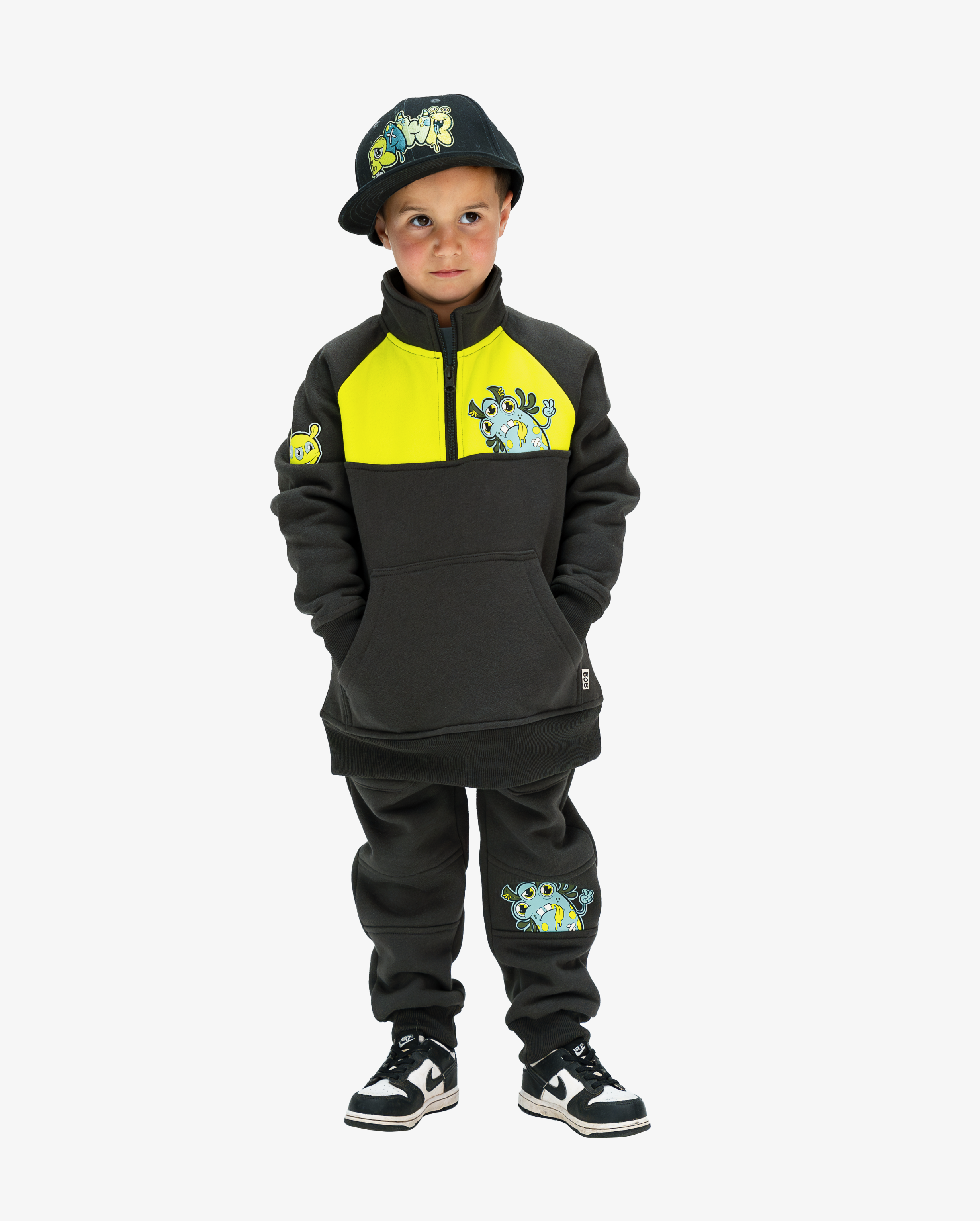 BAND OF BOYS | Charcoal Monster Quarter-Zip Crew