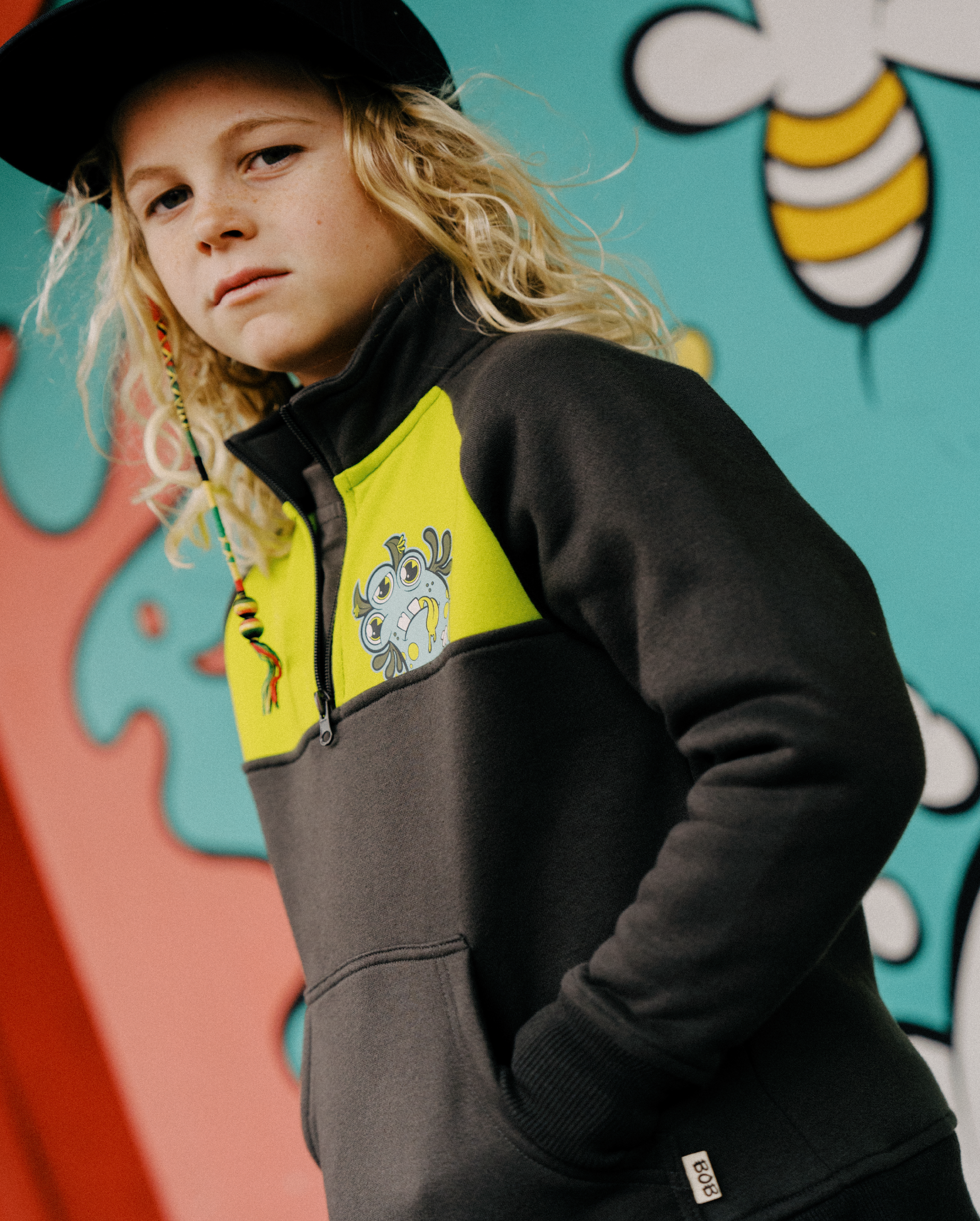 BAND OF BOYS | Charcoal Monster Quarter-Zip Crew