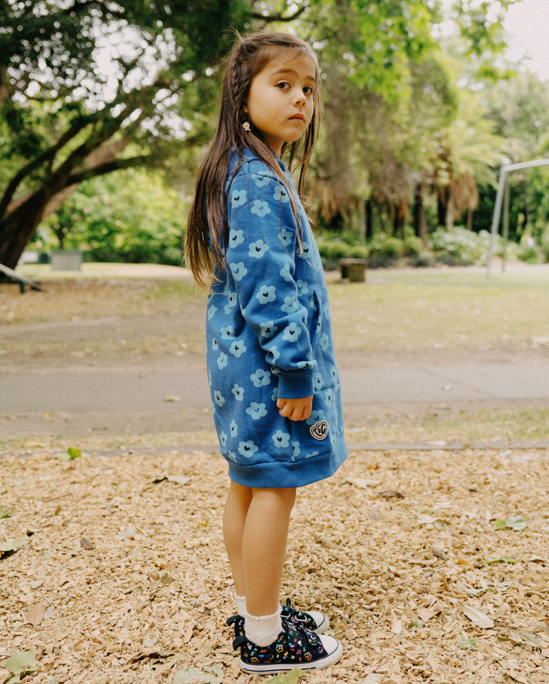 THE GIRL CLUB | Cobalt Blue Hooded Flower Dress