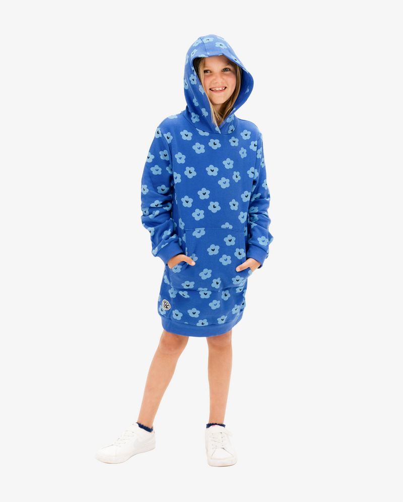 THE GIRL CLUB | Cobalt Blue Hooded Flower Dress