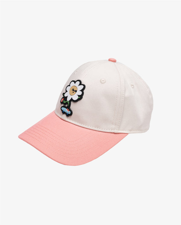 White & Pink Daisy Skater Cap 