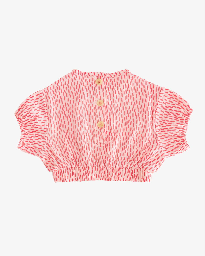 THE GIRL CLUB | Coral Leopard Heart Muslin Top