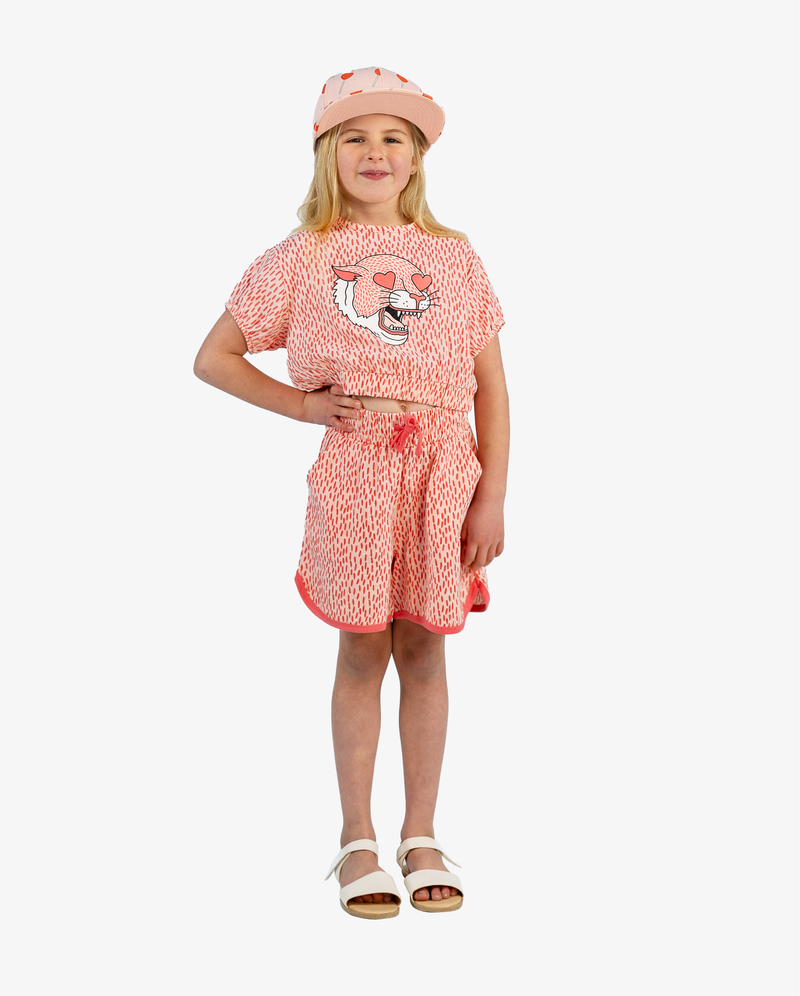 THE GIRL CLUB | Coral Leopard Heart Muslin Top