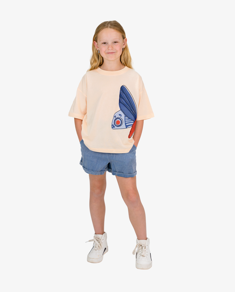 THE GIRL CLUB | Cream Mini Flutter Tee
