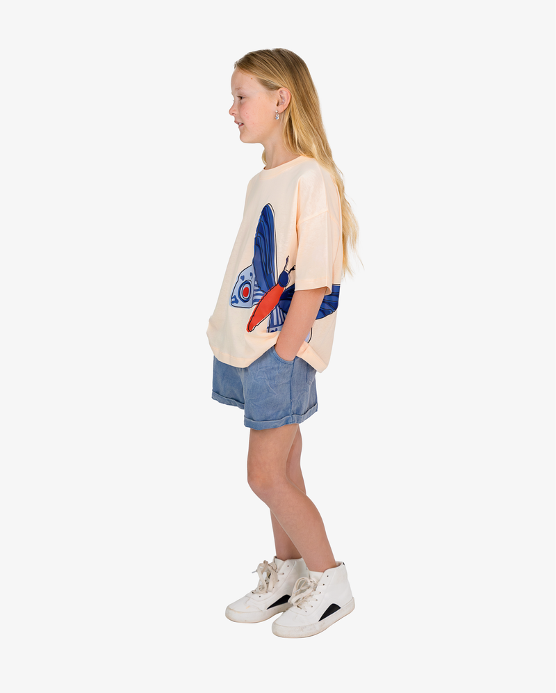 THE GIRL CLUB | Cream Mini Flutter Tee