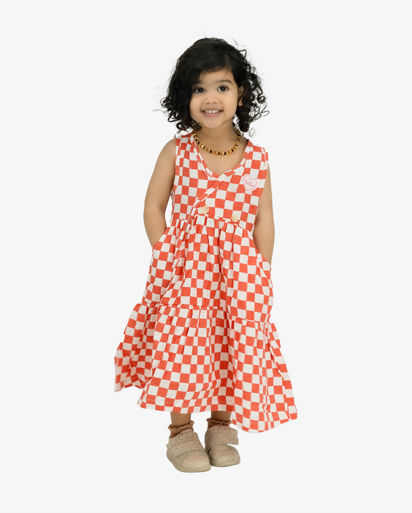 THE GIRL CLUB | Checker Muslin Cross Over Play Dress