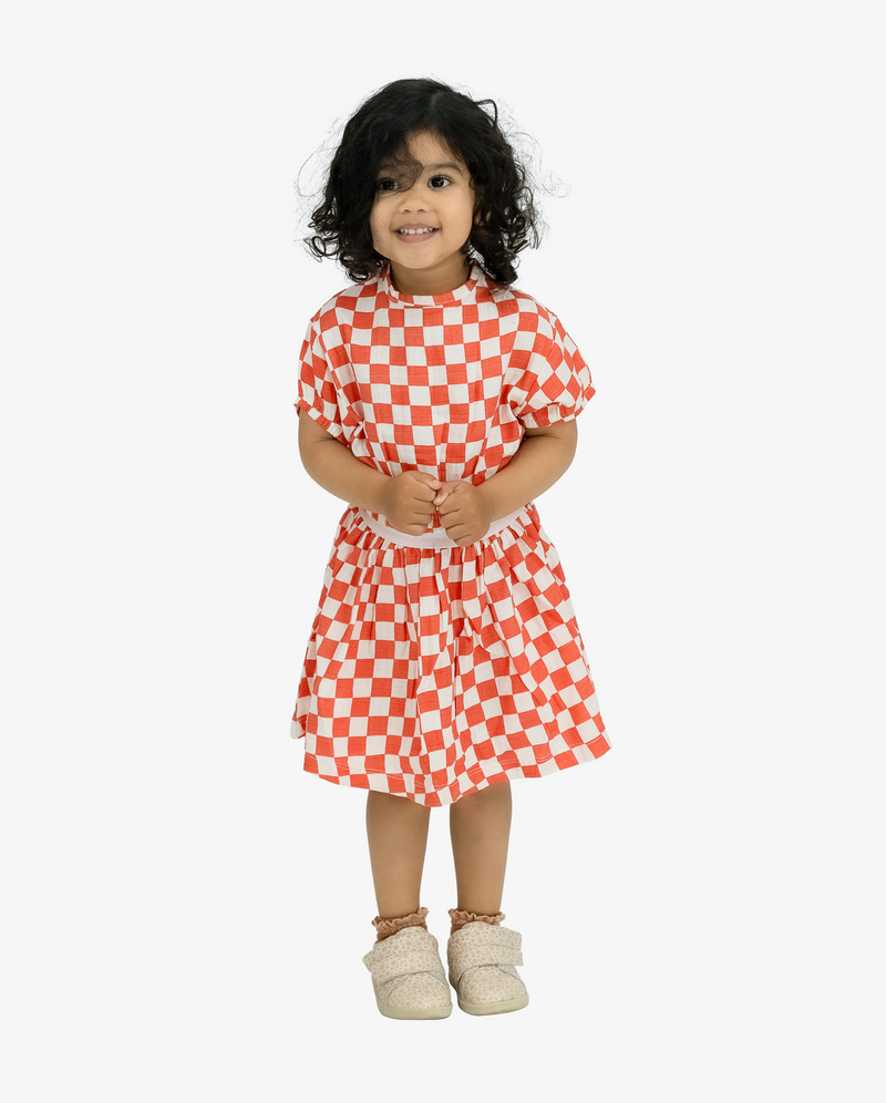 THE GIRL CLUB | Checker Muslin Elastic Waist Skirt