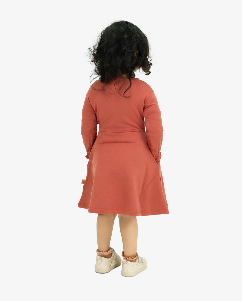 THE GIRL CLUB | Smiley Terracotta Elastic Waist Dress