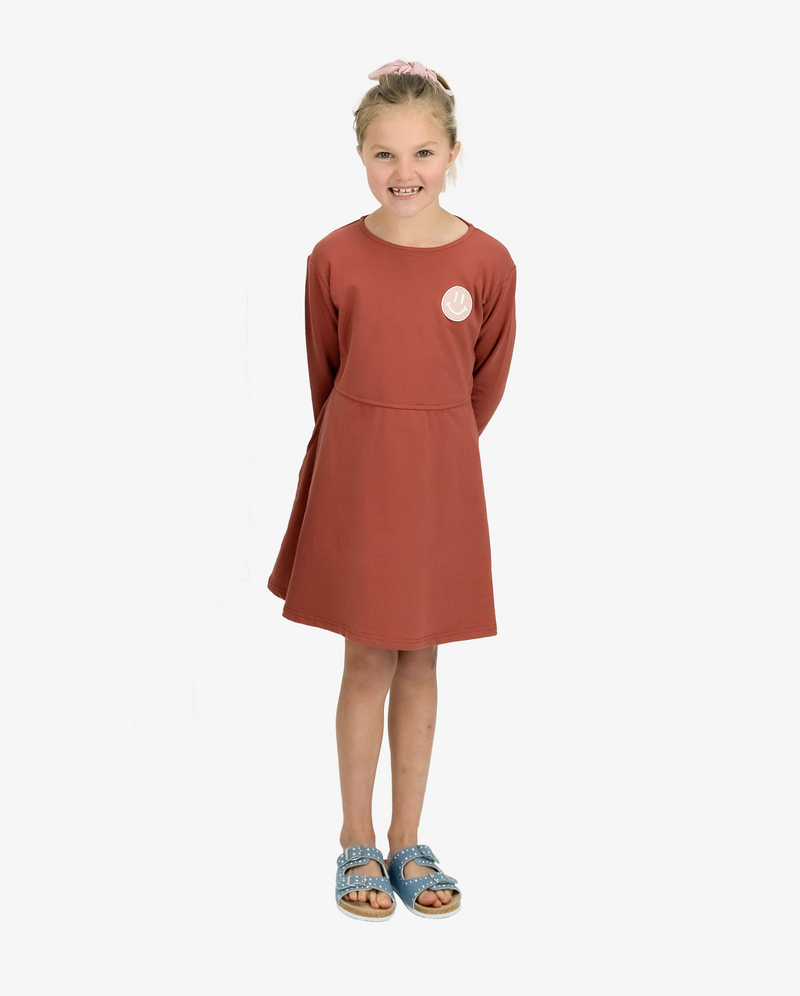 THE GIRL CLUB | Smiley Terracotta Elastic Waist Dress