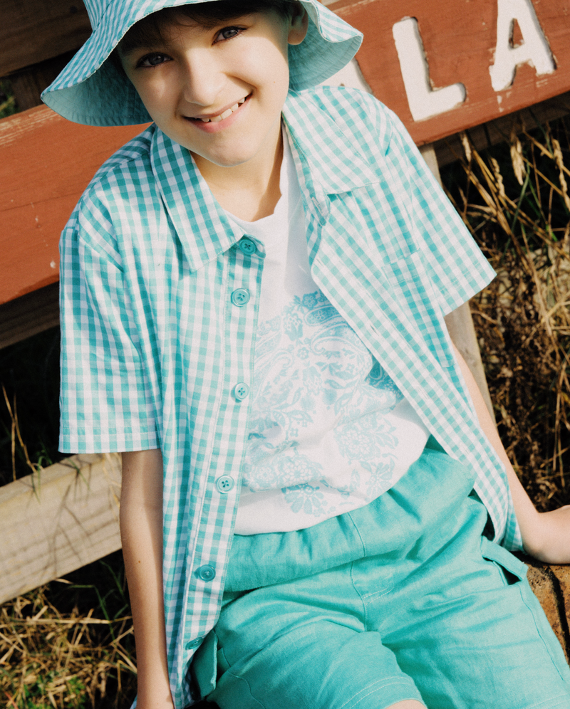 THE GIRL CLUB | Teal Linen Cargo Shorts