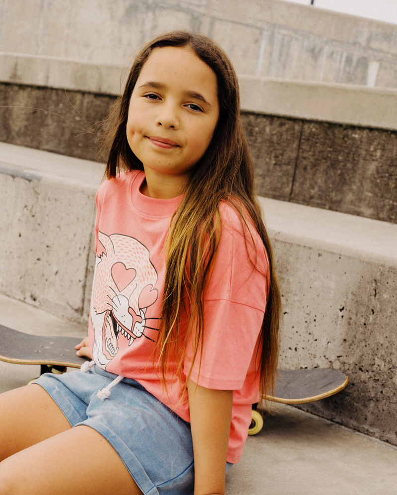 THE GIRL CLUB | Coral Leopard Heart Relaxed Tee