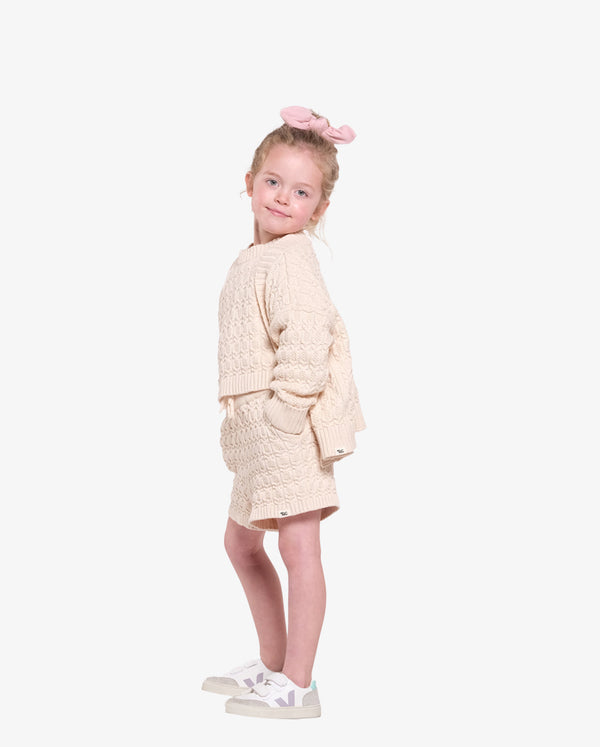 THE GIRL CLUB | Cream Organic Lace Knit Cardigan