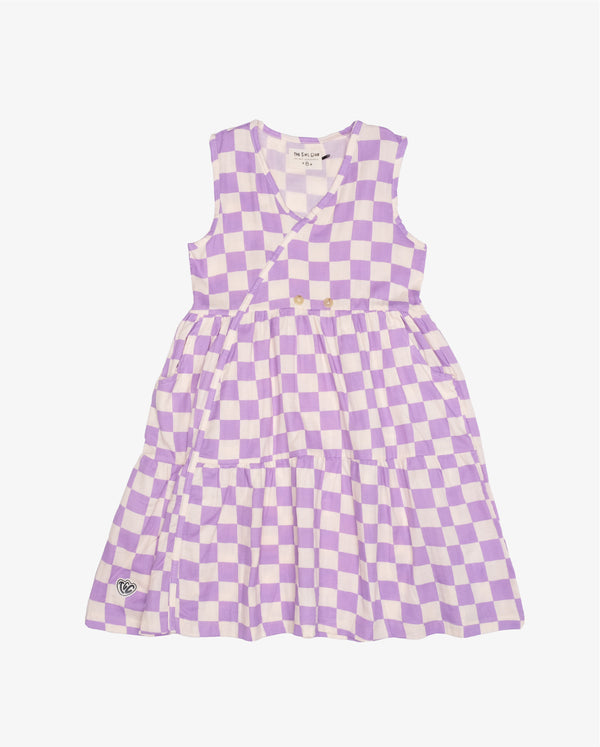 Checker Lavender Play Dress Flatlay