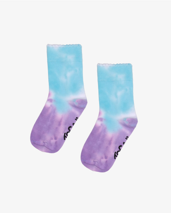 Lavender Tie-Dye Scallop Edge Socks Flatlay