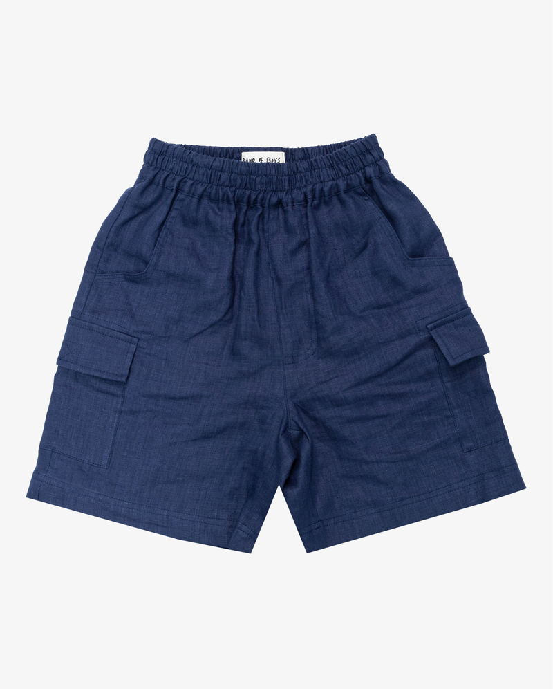 BAND OF BOYS | Navy Linen Cargo Shorts