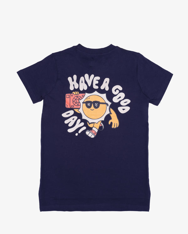 Have A Good Day Navy Tee Flatlay Back